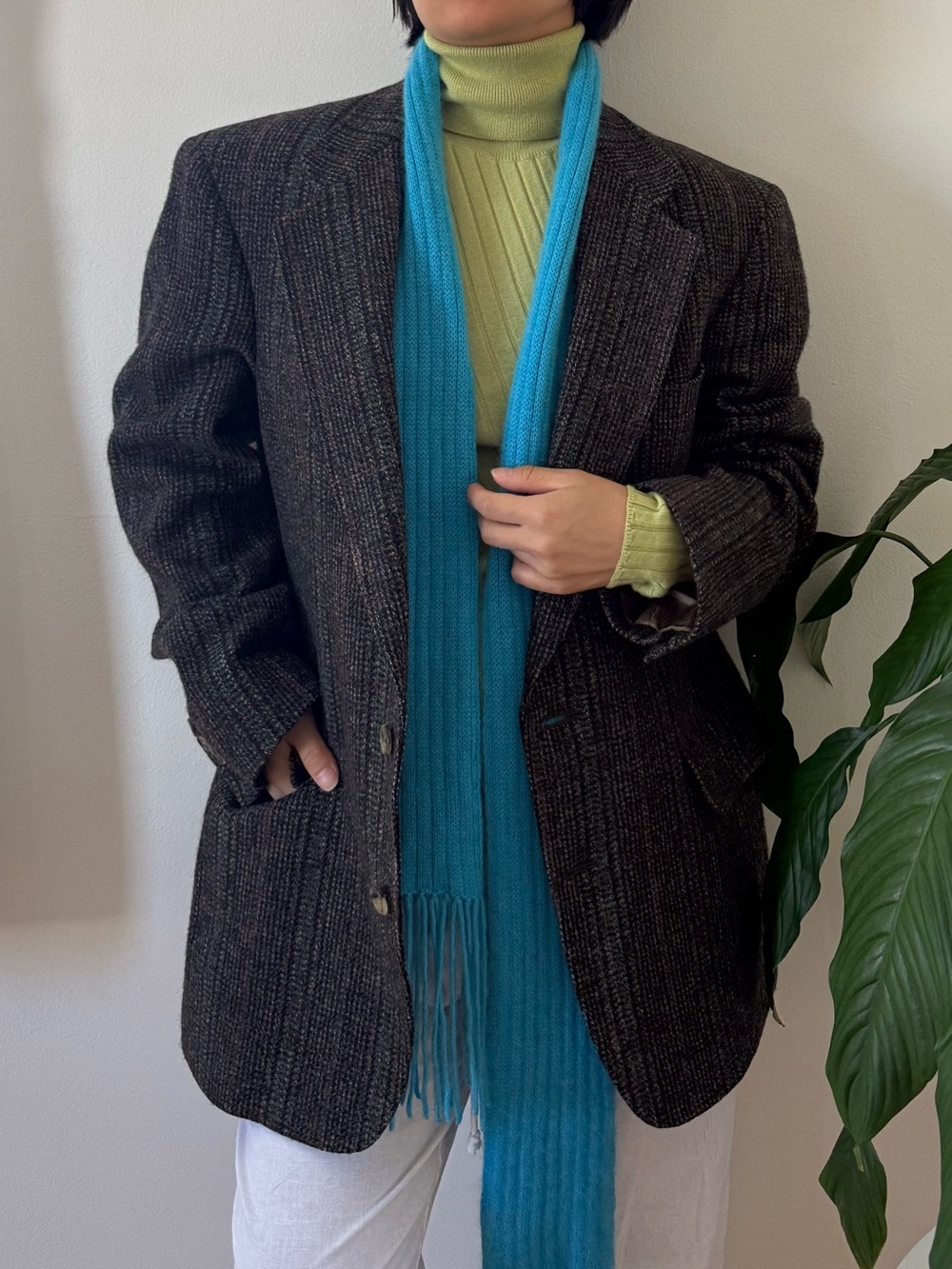 Vintage Austin Reed Of Regent Street Pure Virgin Wool Tweed Blazer Size L